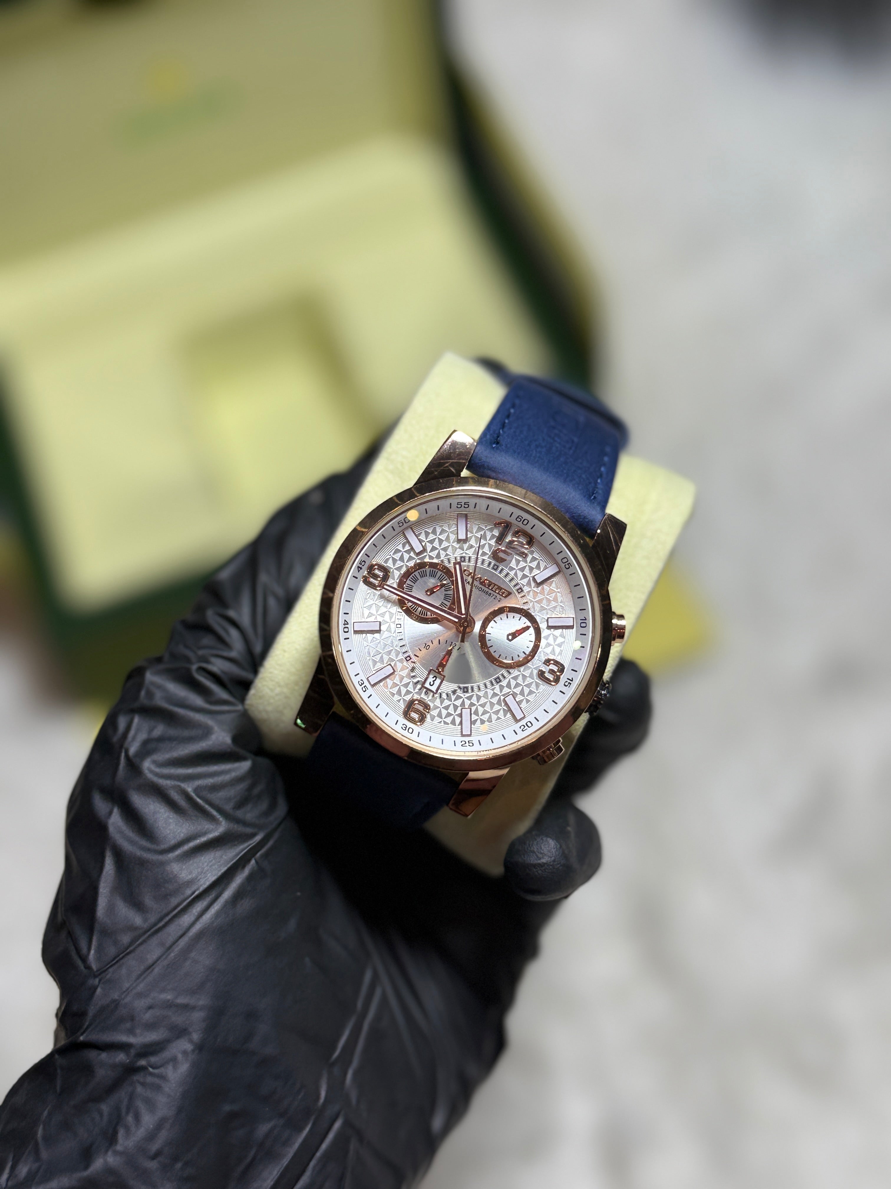 CHAXIGO FR4523G Men’s Blue Leather Strap Analog Fashion Watch