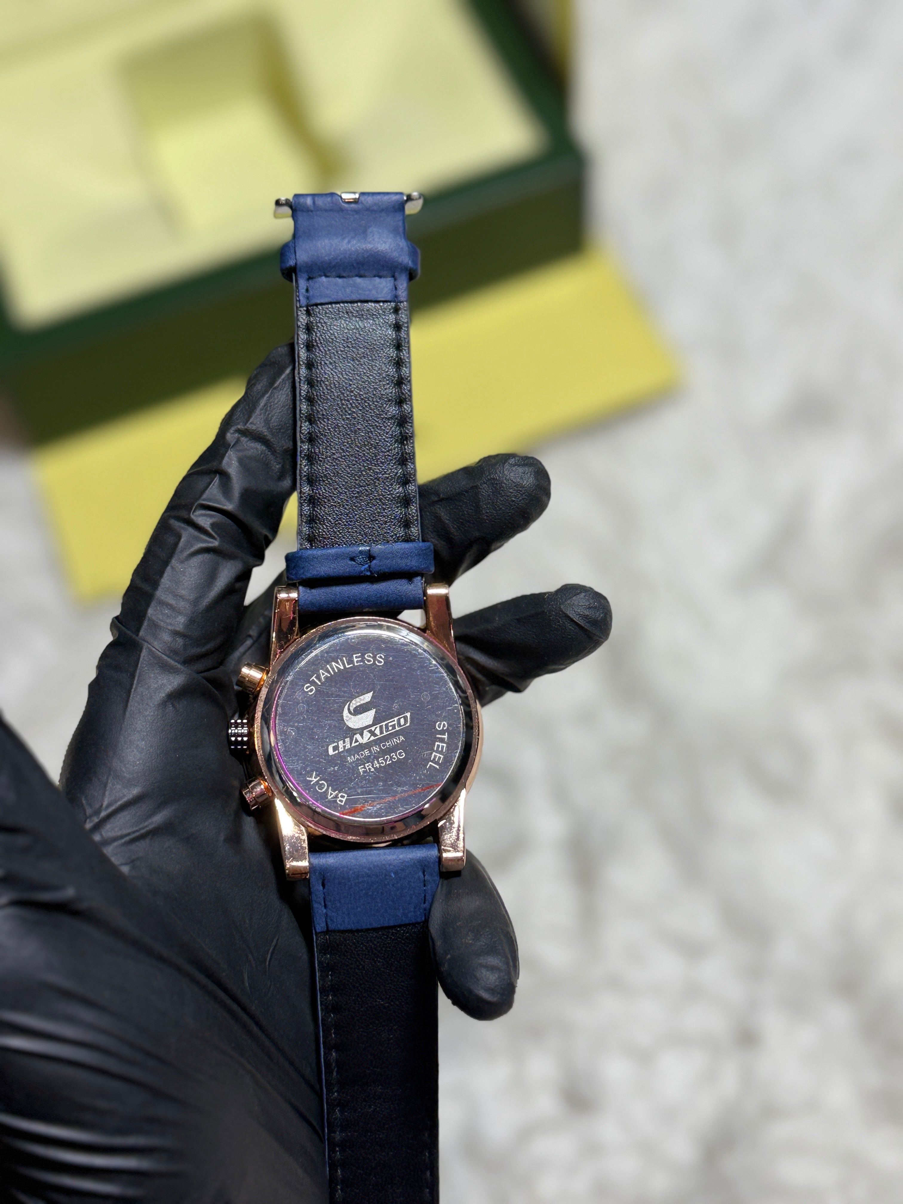 CHAXIGO FR4523G Men’s Blue Leather Strap Analog Fashion Watch