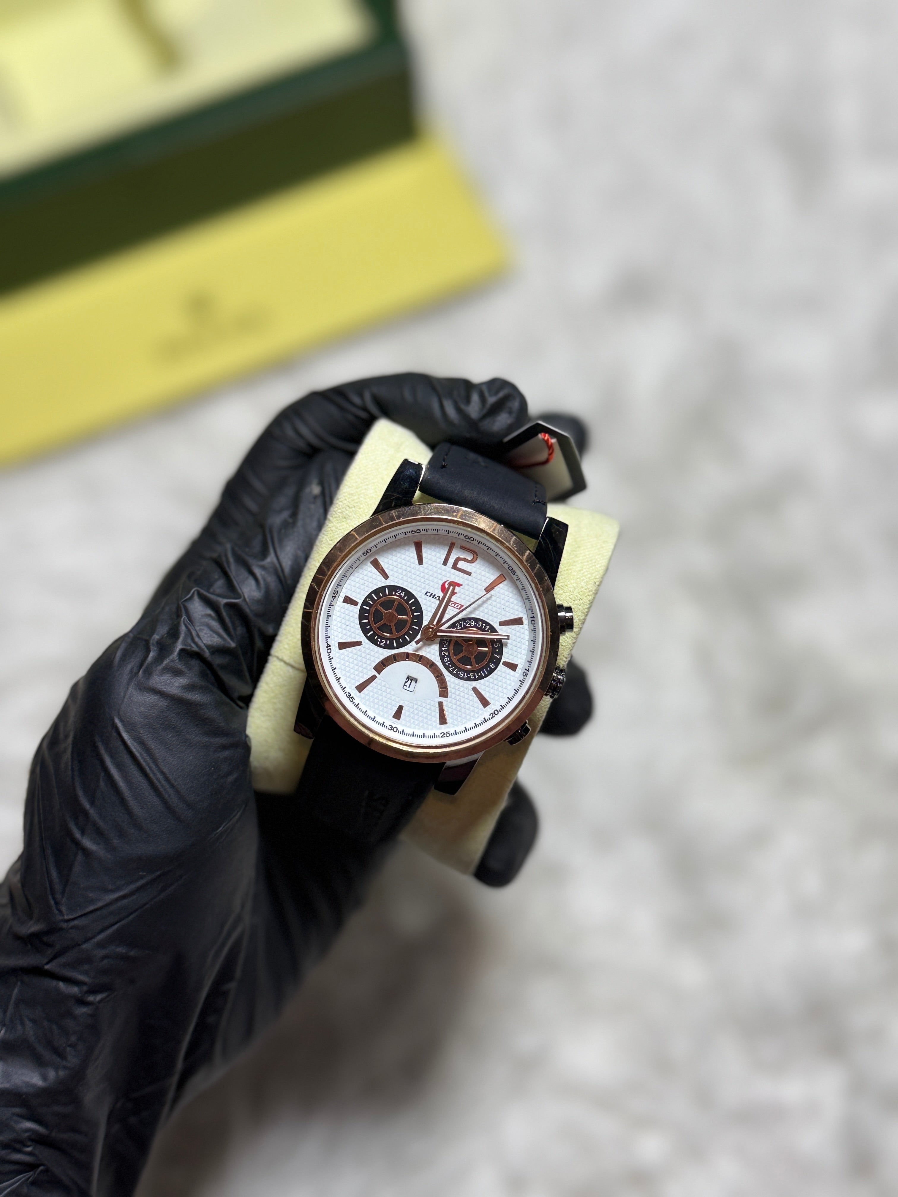 CHAXIGO FR4523G Men’s Blue Leather Strap Analog Fashion Watch