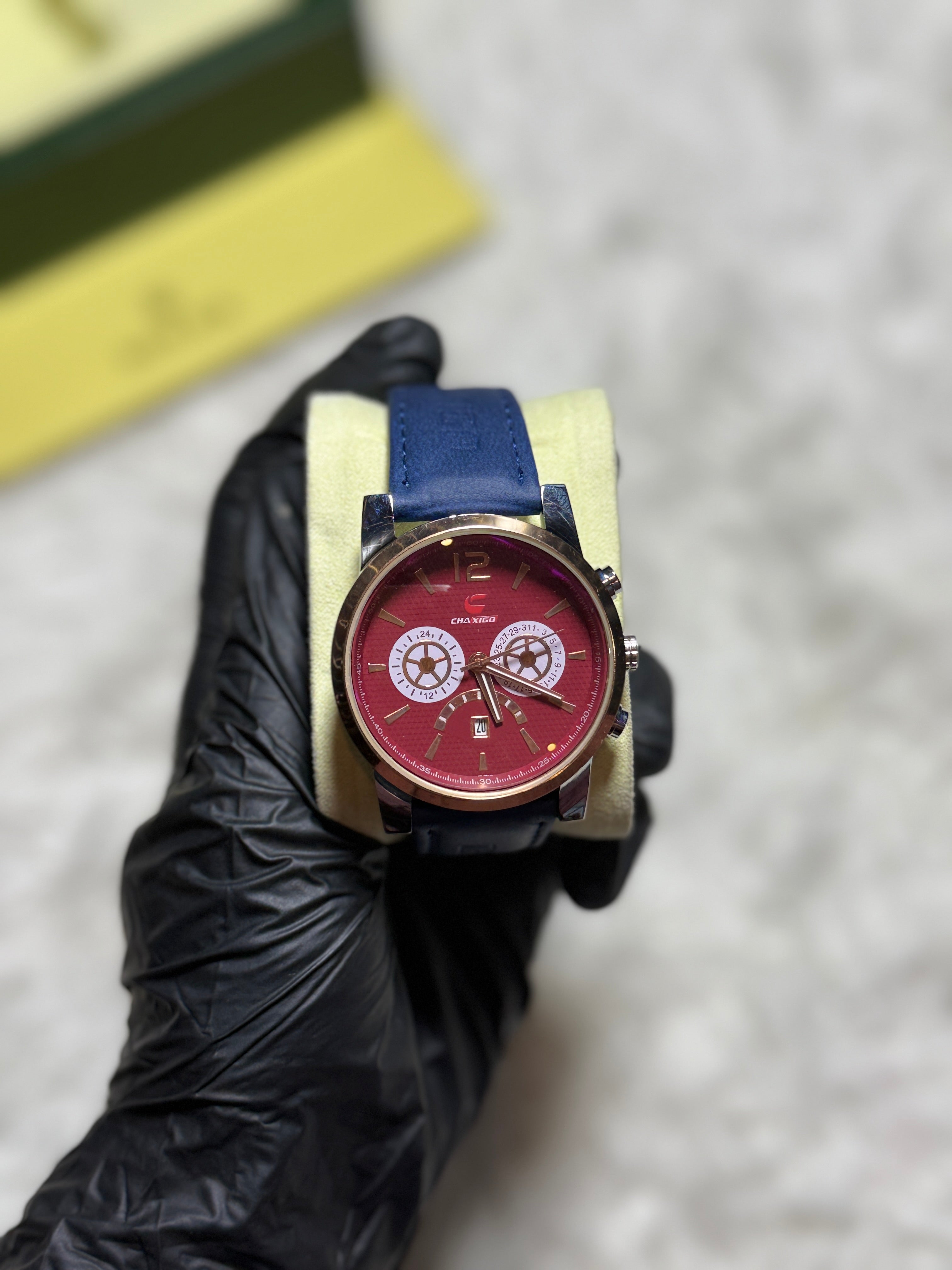 CHAXIGO FR4523G Men’s Blue Leather Strap Analog Fashion Watch