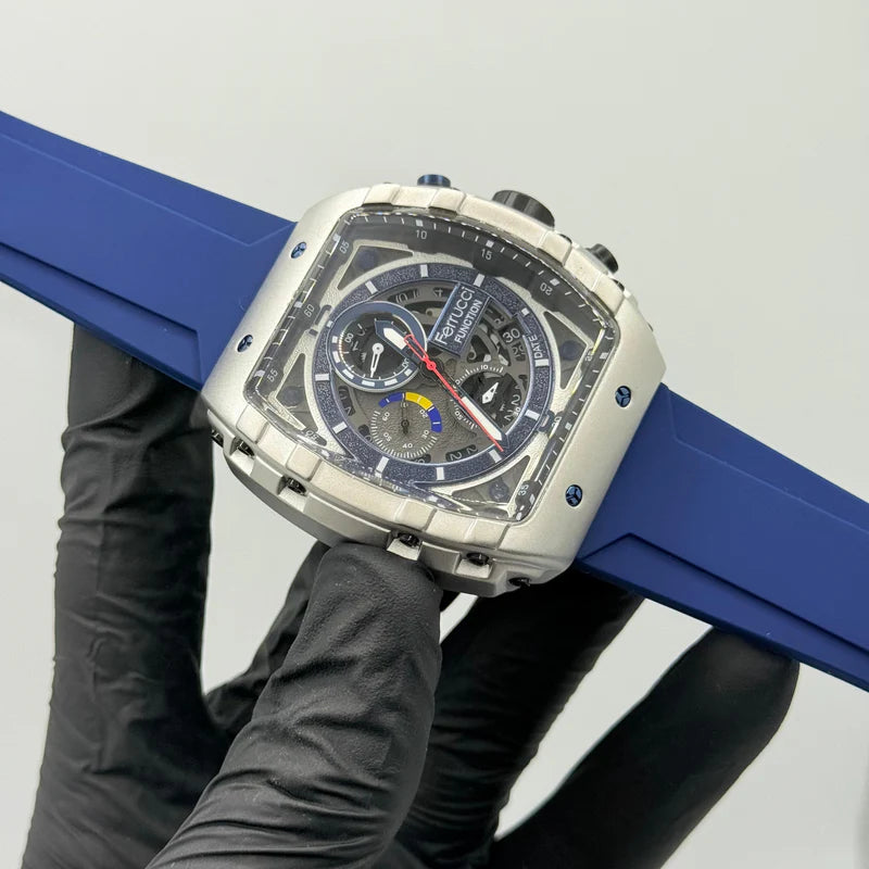 Ferrucci Stop Watch Blue Strap With 1 Year Warranty